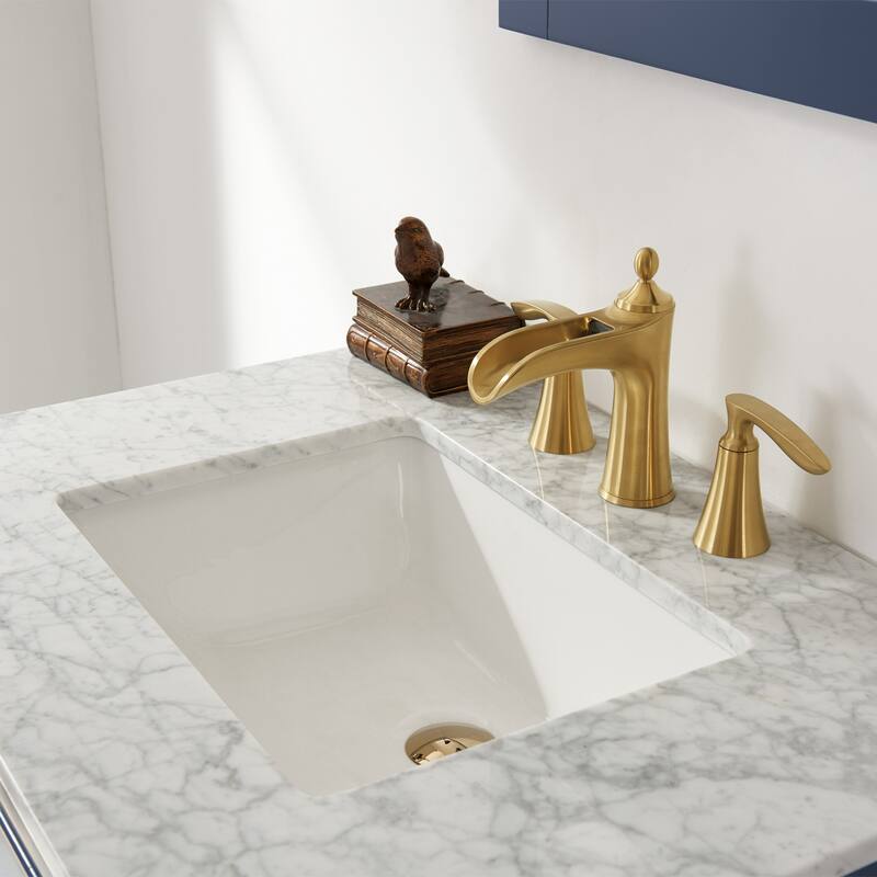 Altair Ivy Single Bathroom Vanity Set and Carrara White Countertop with Mirror