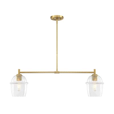 Summer Jazz 60 Watt 2-Light Brushed Gold Transitional Island Light with Clear Glass Shades - 10.5
