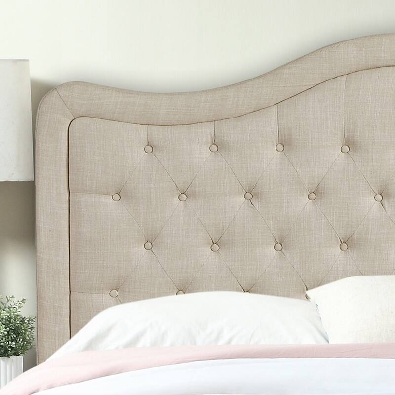 Moser Bay Adella Linen Upholstered Waved Top Tufted Bed