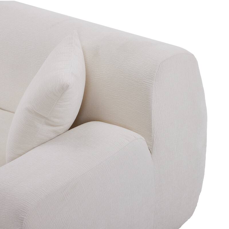 L-Shape Modular Sectional Sofa with Chaise Lounge, Oversized Chenille Upholstered Sofa, 3 Seater Sofa with 2 Throw Pillows