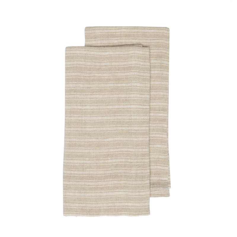 Caravan Boat Stripe Tea Towels Set of 2 - Natural and White
