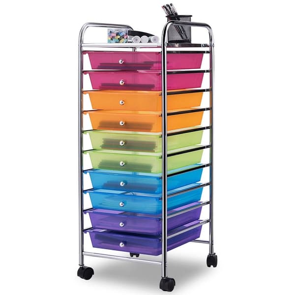 Shop Costway 10 Drawer Rolling Storage Cart Scrapbook Paper Office