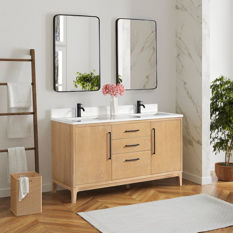 Miseno MV-NM-GARA60M-GWT Gara 60" Free Standing Double Basin Vanity
