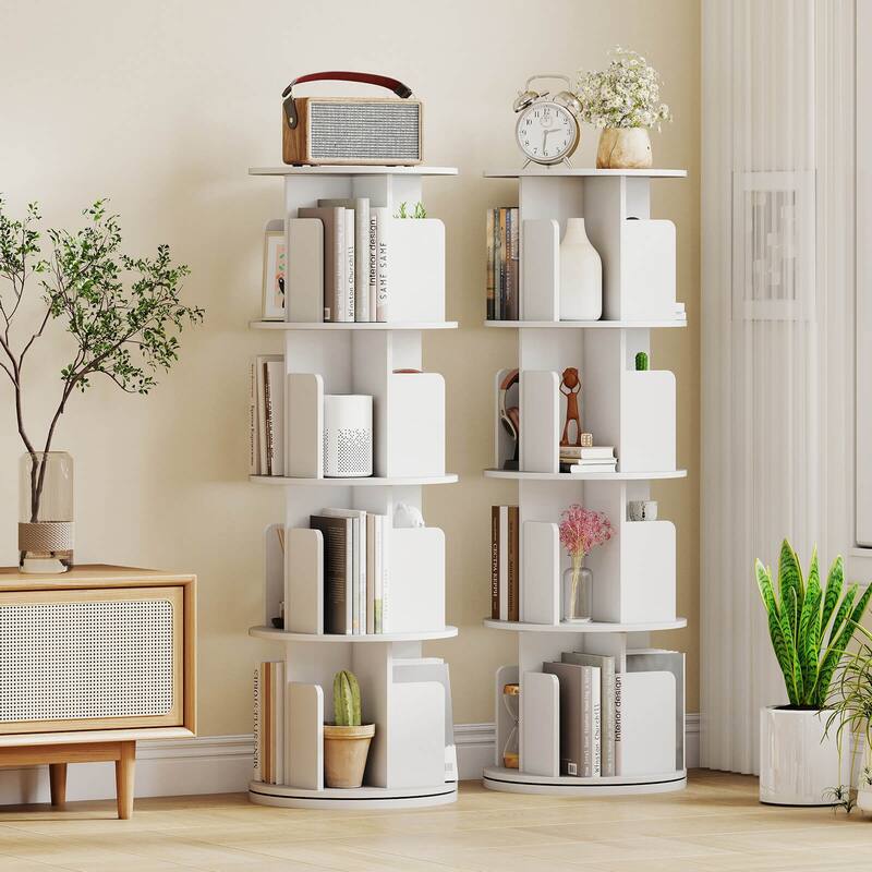 Costway 1/2 PCS 4-Tier Rotating Bookshelf 360° Display Rack with - See Details