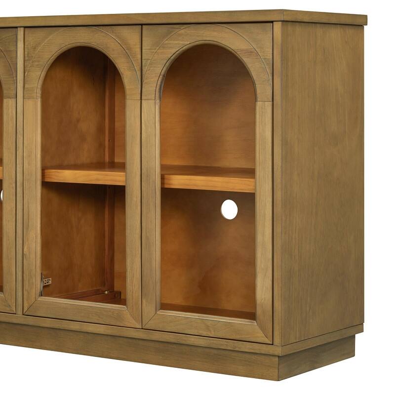 57.7" Large Sideboard Buffet Cabinet with Adjustable Shelves and Glass Doors for Kitchen and Dining Room