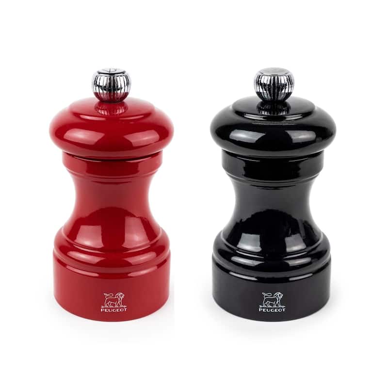 Peugeot Bistro Pepper and Salt Mill Set - 10cm - 4in. - Passion Red and Black
