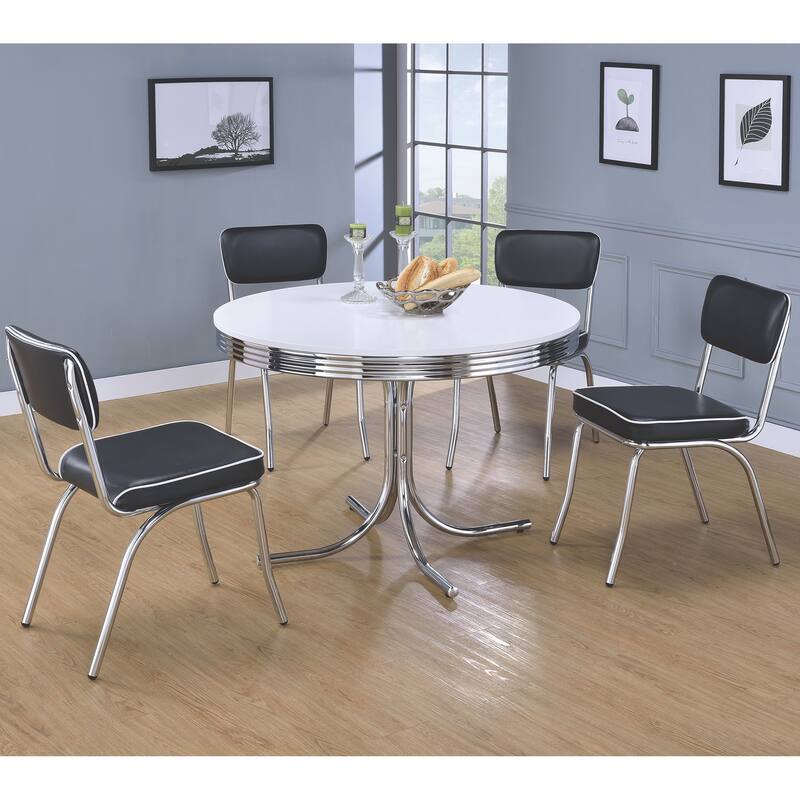 Monticello Nostalgic Bistro Chrome 5-piece Dining Set - 1-Table, 4-Black Chairs