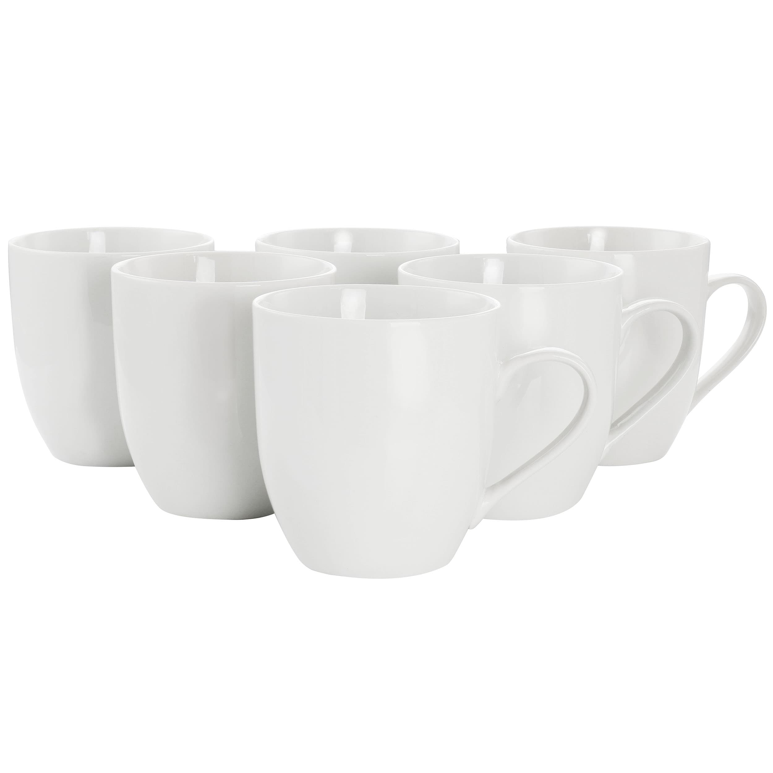 Our Table Simple White 6 Piece Fine Ceramic 16.65oz Mug Set in White
