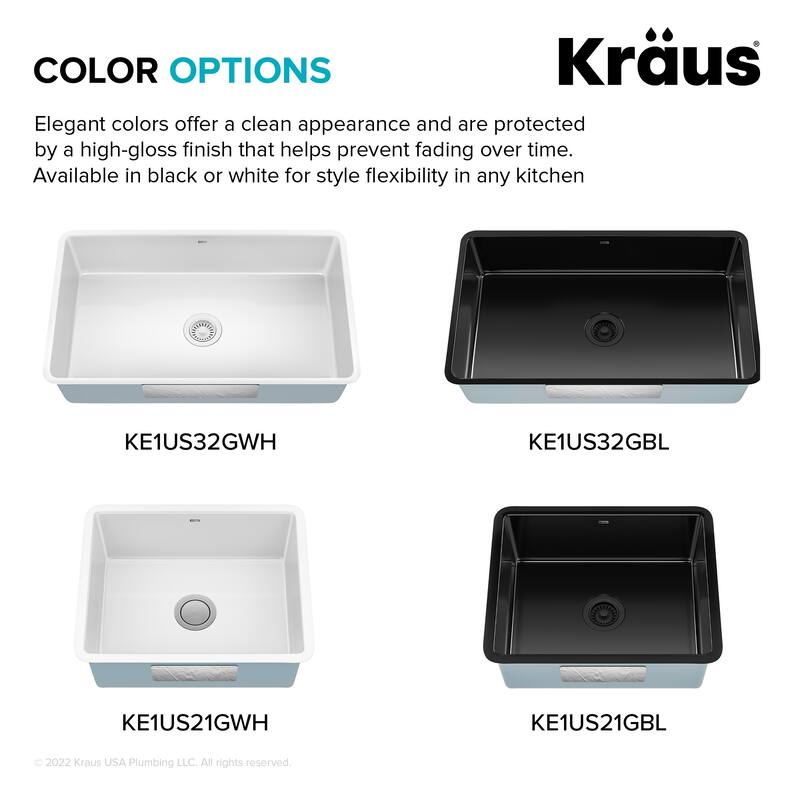 KRAUS Pintura Porcelain Enameled Steel Undermount Kitchen Sink