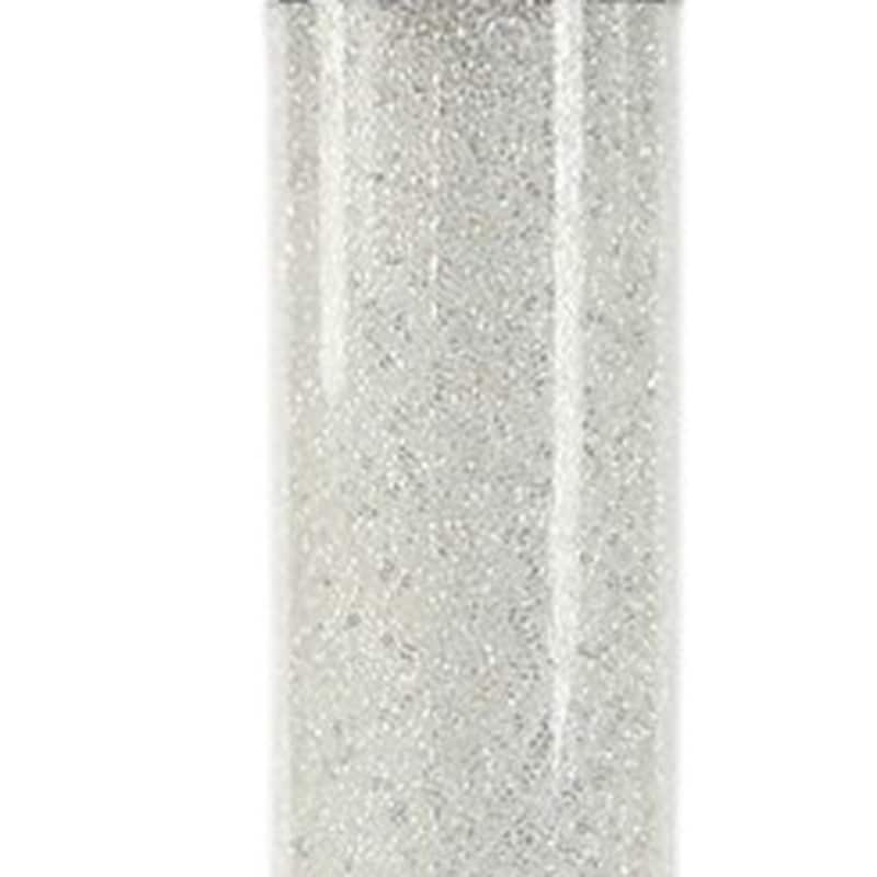 Contemporary LED Column Floor Lamp with White Steel Base & Clear Acrylic Drum Shade - 7.9" x 7.9" x 49"