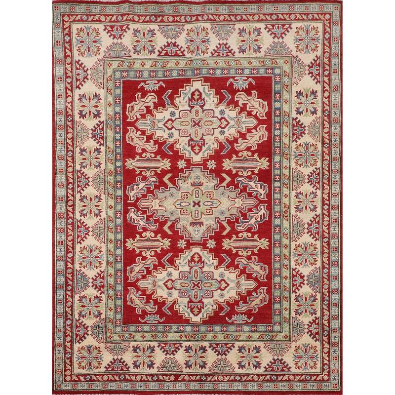 Red Kazak Oriental Area Rug Hand-Knotted Bedroom Wool Carpet - 5'1" x 6'8"