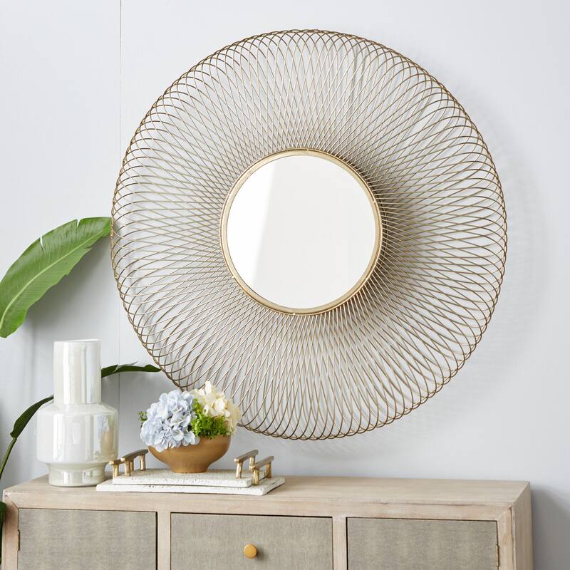 Metal Starburst Room Wall Mirror - Gold - Roche River Decor