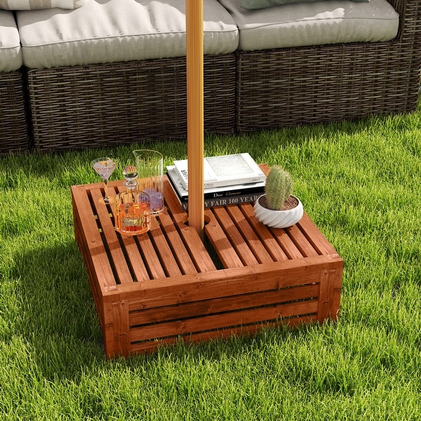 Outsunny 2-in-1 Outdoor Storage Box for Umbrella Base, Umbrella
