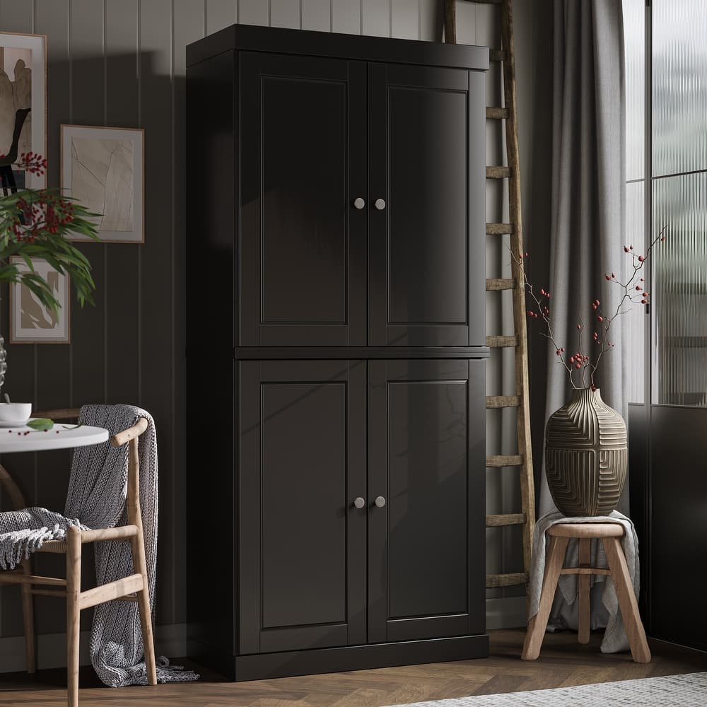 Palace Imports 100% Solid Wood Pantry Cabinet, Raised Panel Doors, Adjustable Shelves, 32" Wide, 71.5" Tall - 32" x 71.5"