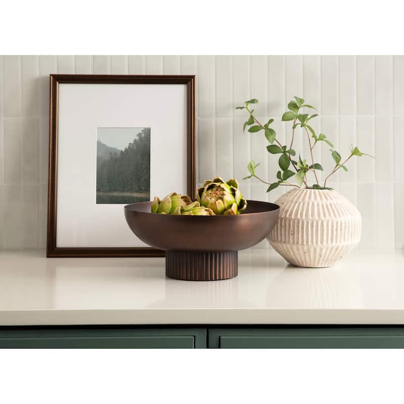 Kate and Laurel Rooks Ribbed Metal Bowl