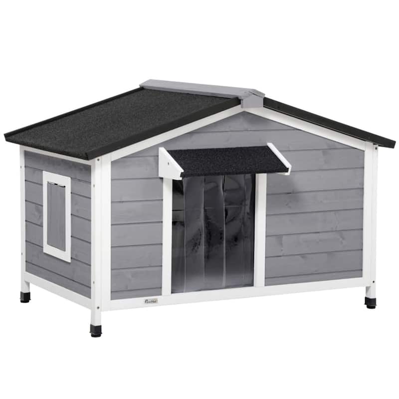 Spacious Dog House with Waterproof Roof, Easy Clean Design & Raised Base for Comfort - Grey-Black