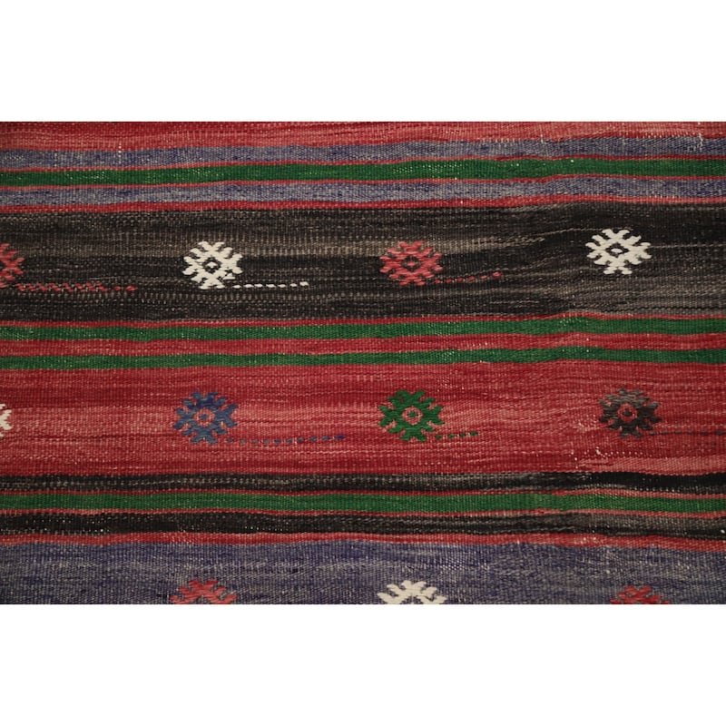 Hand Woven Oriental 100% Wool Carpet Southwestern Tribal Multi-Colored Kilim Area Rug - 9' 9'' X 4' 10''