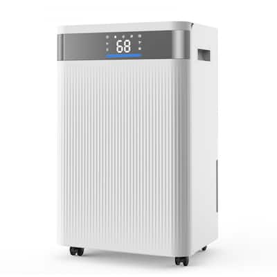 White 52Pt Dehumidifier with LED Display, Quiet 120CFM Airflow - 12.01 x 9.25 x 19.45 inch
