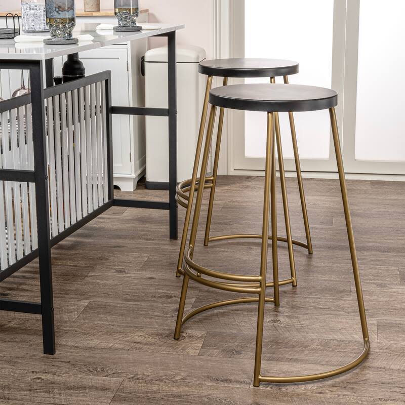 Trinity 28.75" Modern Designer Iron Curved Backless Bar Stool, by JONATHAN Y