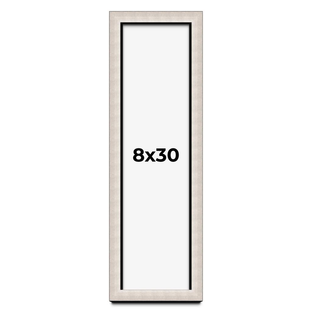 8x30 Shadow Box Frame Silver Real Wood Contemporary Shadowbox Display Frame UV Acrylic Front Acid Free Backing and Hardware