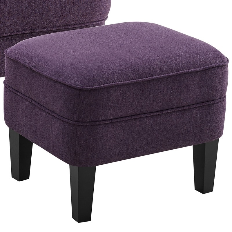 Moser Bay Mignon 30'' Wide Tufted Wingback Accent Chair with Ottoman, Velvet or Linen