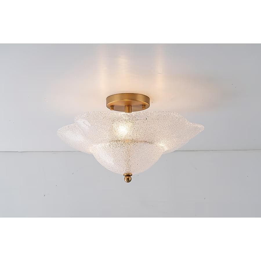 Modern Glam 3-Light Glass Semi Flush Mount - Brass - 16" W × 7" H