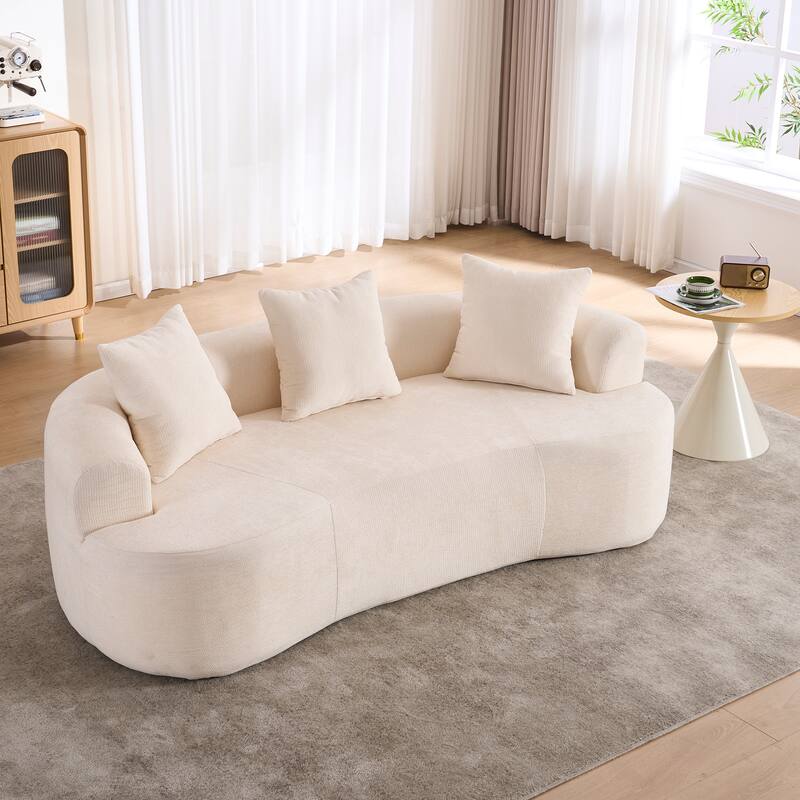 GDFStudio - Modern Crescent-Shaped Chenille 79" 3-Seater Sofa