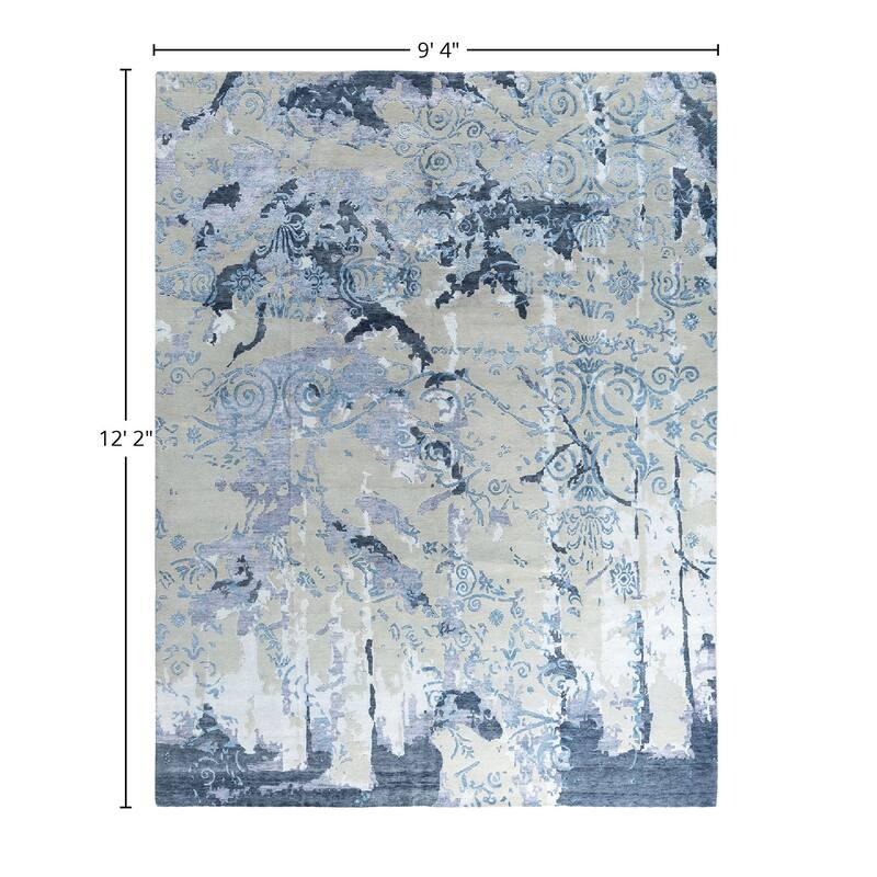 Modern One-of-a-Kind Hand-Knotted Area Rug - Beige, 9' 4" x 12' 2" - 9' 4" x 12' 2"