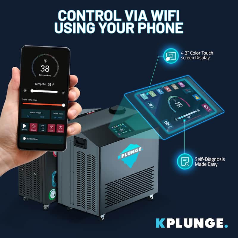 Vinter 62 in. 2-Person 0-Jet Cedar Cold Plunge Ice Bathtub/Hot Tub with Powerful Chiller and Heater in Natural Finish