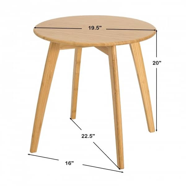 Natural Modern Stylish Bamboo Round End Table with 20 Inch Round