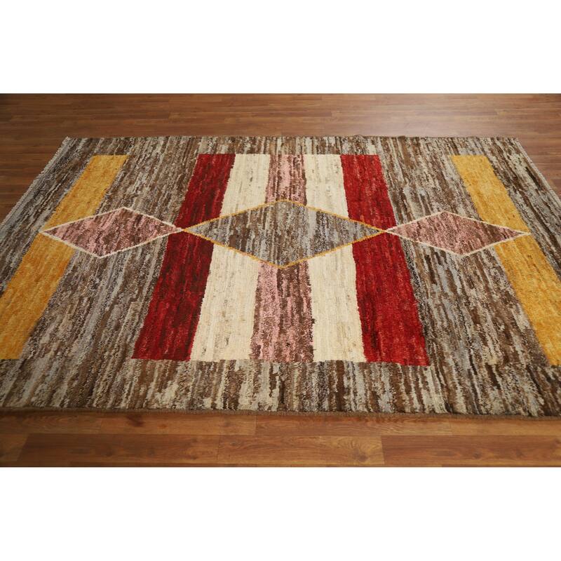 Moroccan Oriental Area Rug Hand-Knotted Wool Carpet - 5'9" x 8'2"