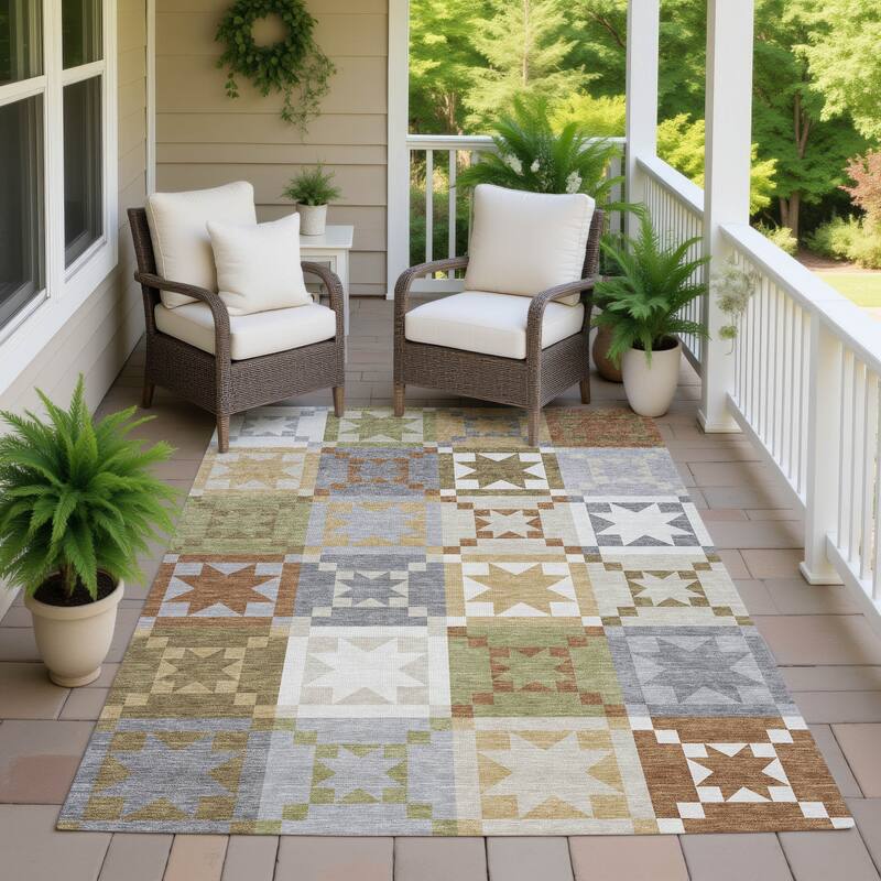 Machine Washable Indoor/ Outdoor Modern Newton Chantille Rug