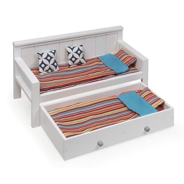slide 2 of 10, Badger Basket Sofa/Daybed with Trundle for 18 inch Dolls - White/Multi - 22" x 10" x 10.5"