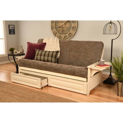 Somette Phoenix Antique White Storage Futon Set with Mattress