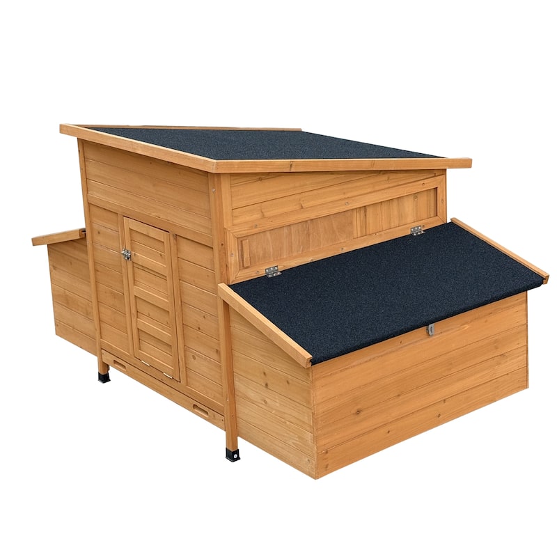 Chicken Coop, 55" Large Wooden Chicken Hutch with 6 Nesting Boxes, Outdoor Hen House Chicken Cage