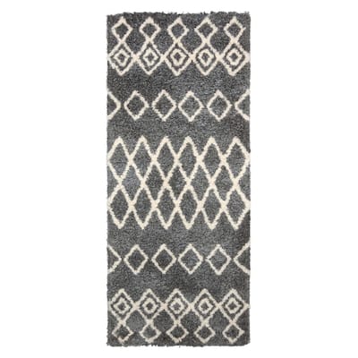 Gertmenian Thayer Jamila Modern Tribal Grey/White Shag Area Rug
