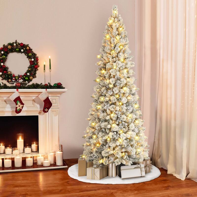 9' Flocked Alberta Spruce Artificial Christmas Tree Warm White LED - 9 Foot