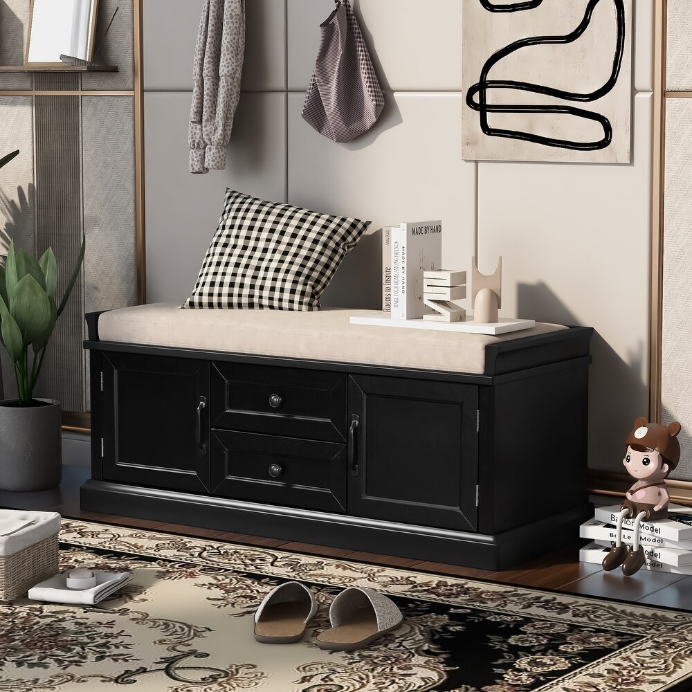 Black sales entryway bench