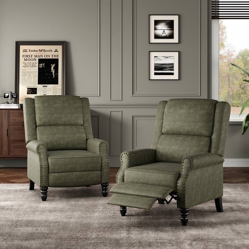 Faux Leather Pushback Recliner Chair for Living Room Bedroom