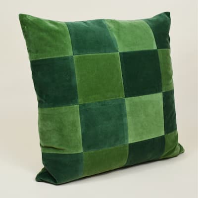 Jiti Indoor Modern Contemporary Bi-color Checkered Patchwork Pattern Plush Velvet Square Throw Pillows Cushions