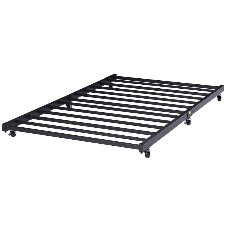 VECELO Twin Trundle Bed Frame Only - Black