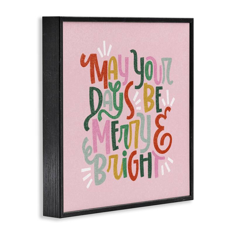 Stupell Pastel Merry & Bright Phrase Framed Giclee Art Design By Sarah Hickman