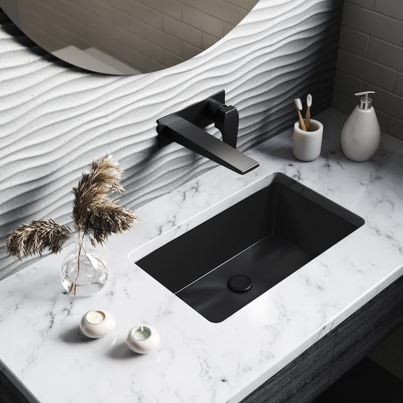 Lausanne 21" Rectangle Undermount Bathroom Sink In Matte Black - 20.85" x 13.4" 7.7"