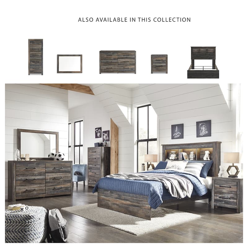 Drystan Rustic Brown Bookcase Bed