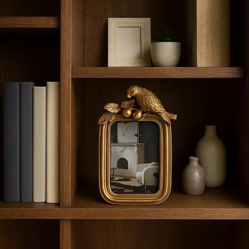 Resin Boho Ornate Parrot Photo Frame - Gold, 4x6 in.