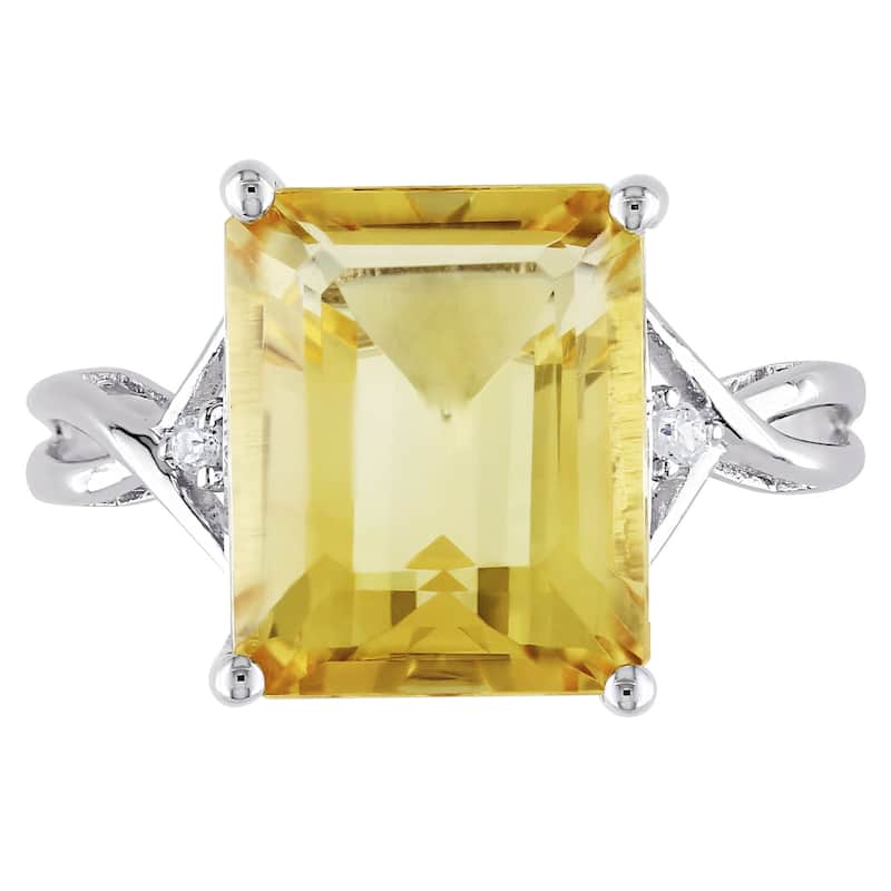Miadora Sterling Silver Citrine and White Topaz Ring