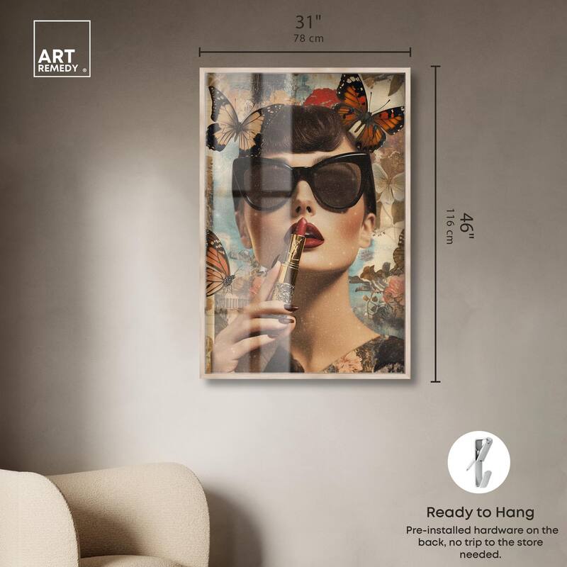 Iconic Lady Butterfly Collage II Shadowbox by Art Remedy