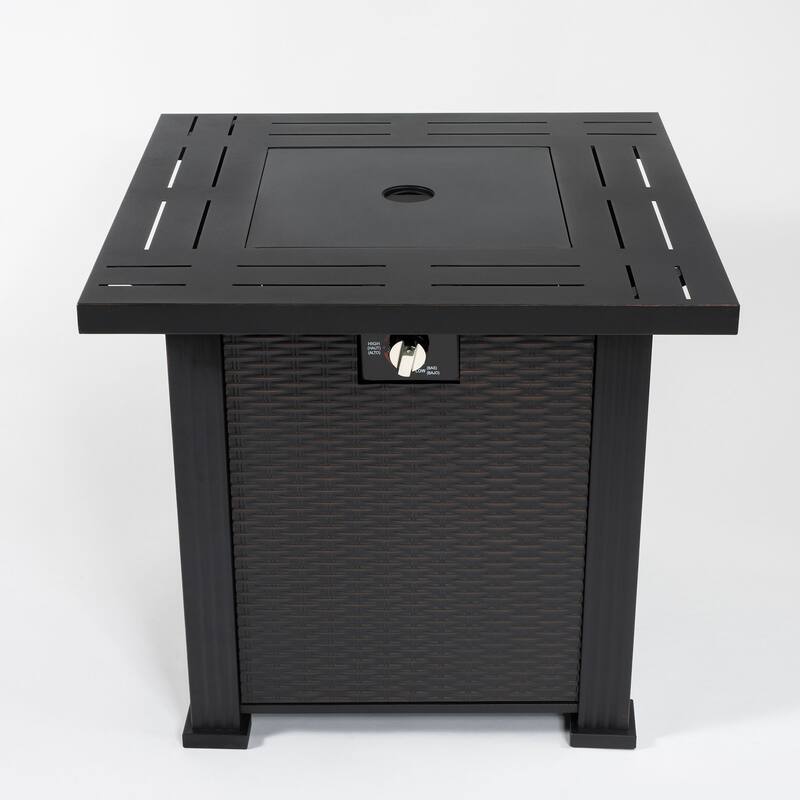 50000 BTU 28" Black Steel Propane Square Fire Pit Table With Cover