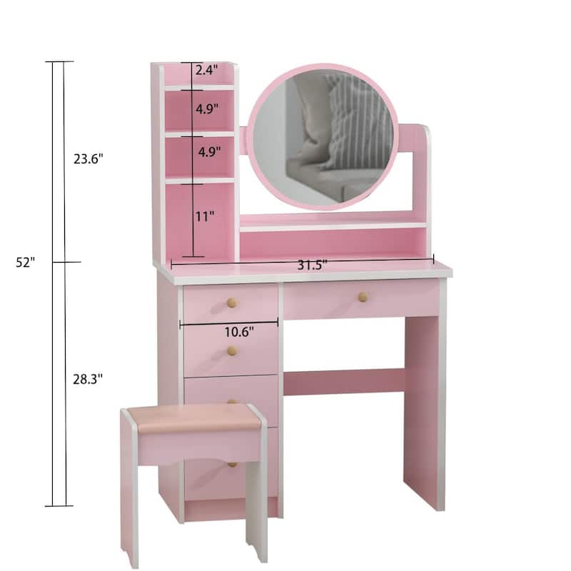 31.5" Wide Makeup Vanity Set with Stool and Mirror - 31.5"W