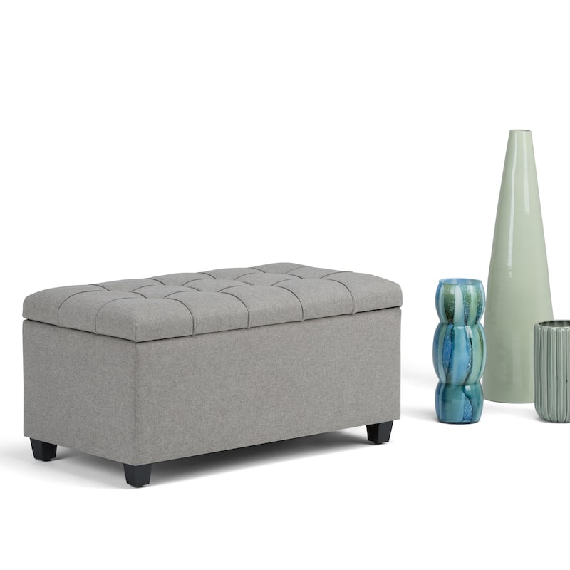 WYNDENHALL Marlowe 34 inch Wide Transitional Rectangle Storage Ottoman - Dove Grey